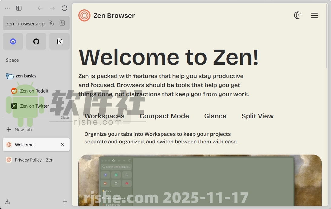 Zen Browser(開源跨平臺瀏覽器) v1.17.6b 安裝版